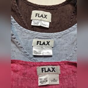 Flax Linen Tops in Chocolate, Denim, and Berry